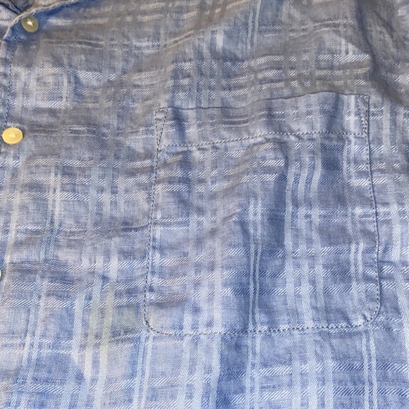 Caribbean Men’s 3XB Linen Cotton Blend Blue Hawaiian Shirt - Picture 5 of 5